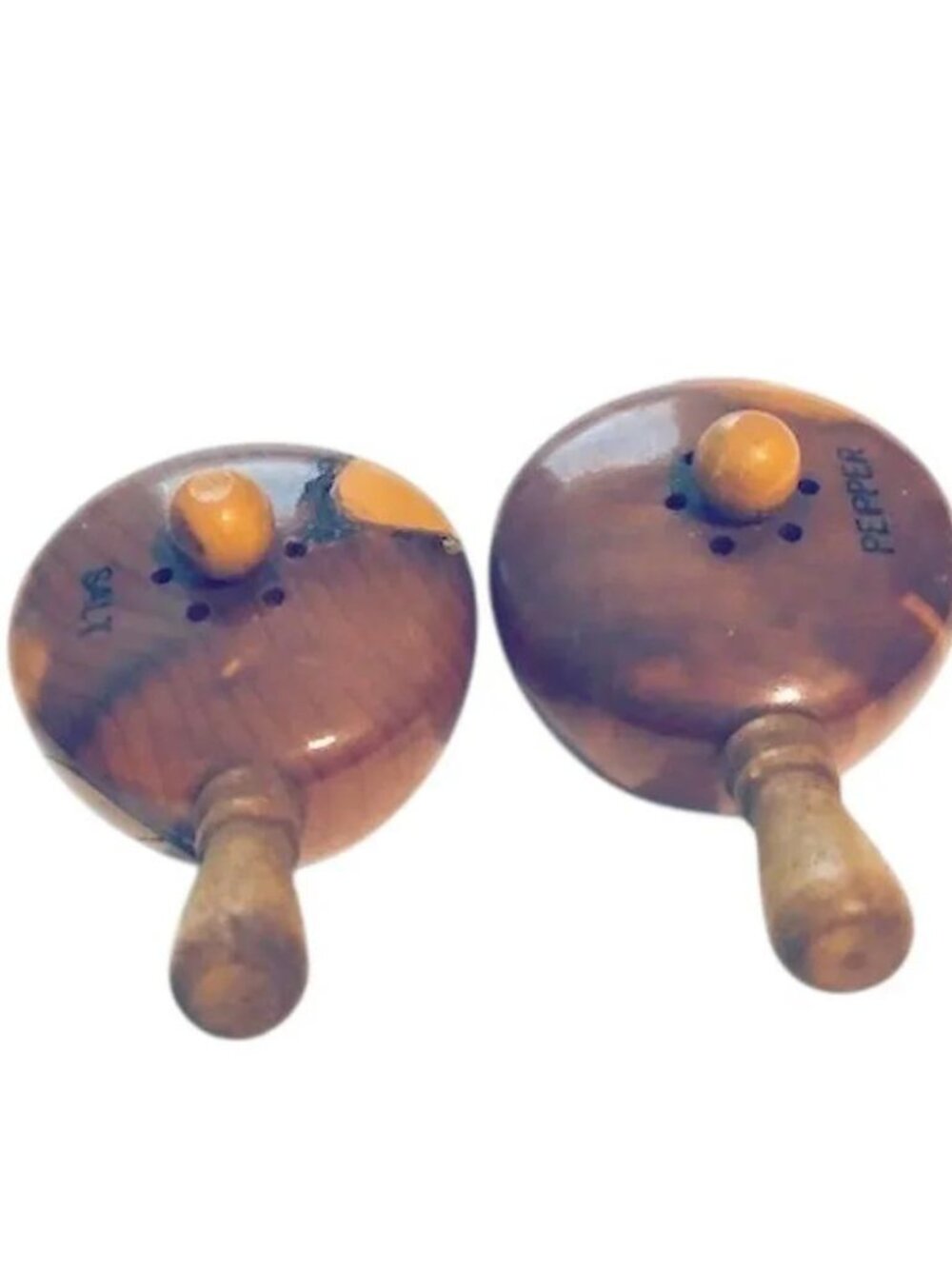 Vintage Wood Pot & Pan Salt Shakers